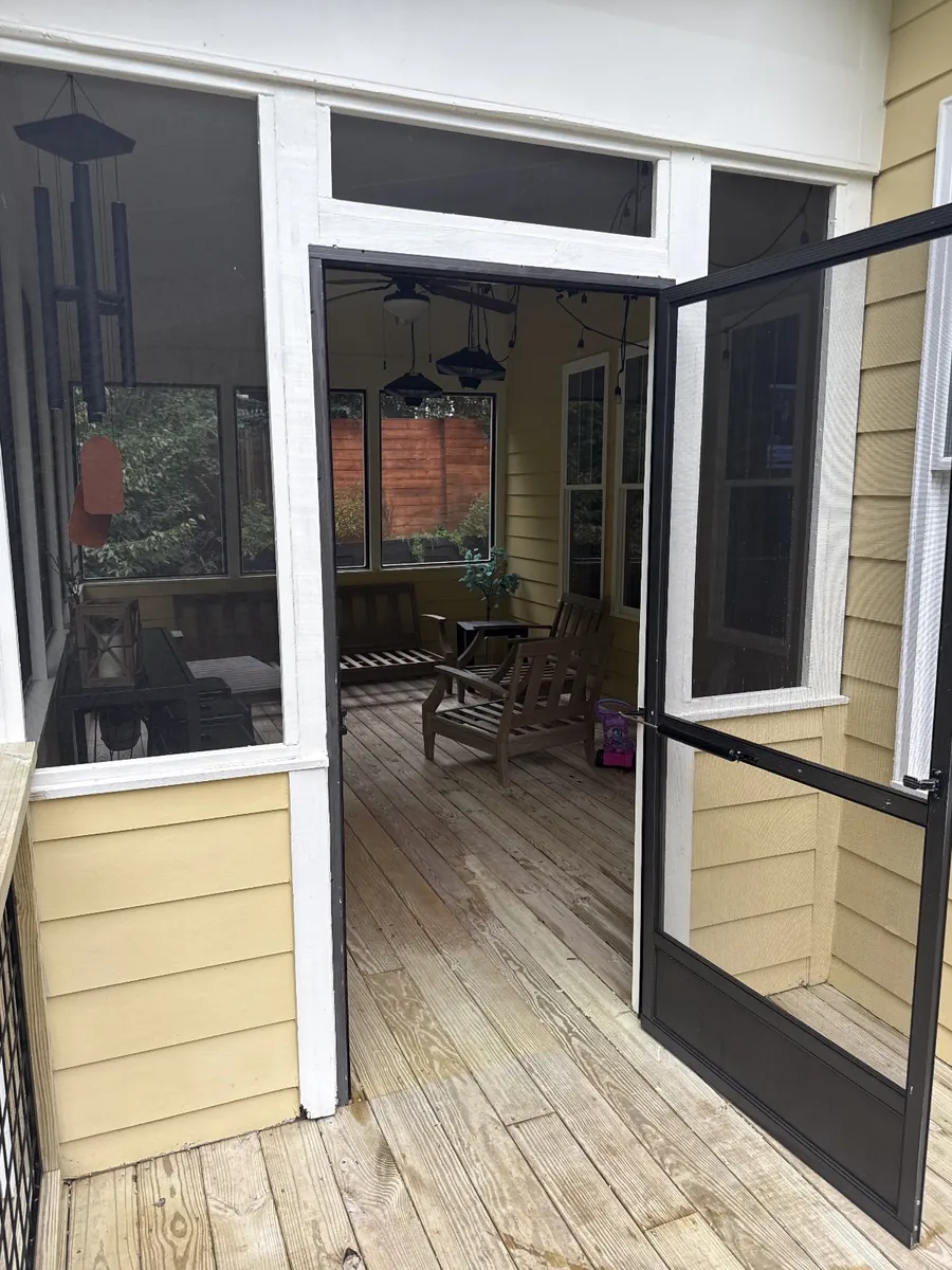 Screened porch entry after cleaning