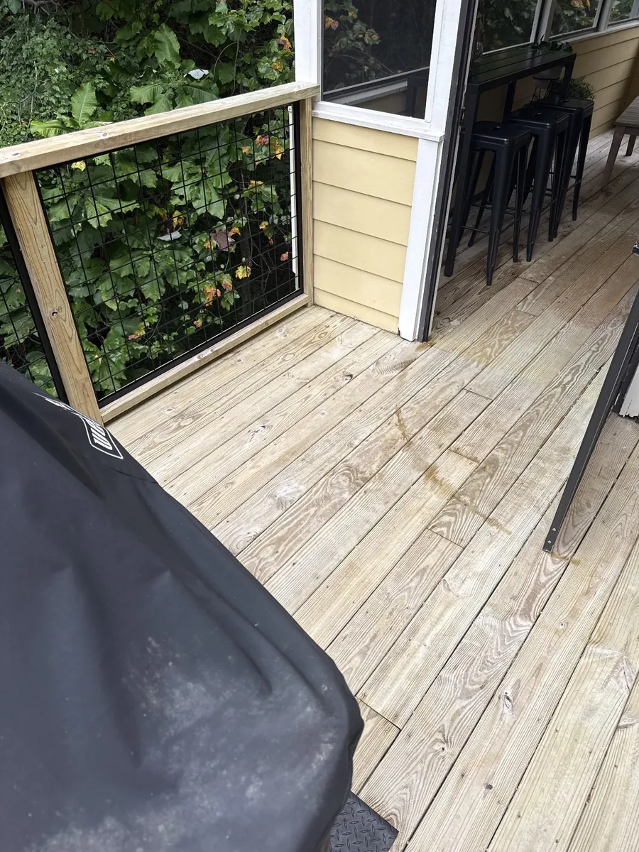 Deck by the rail after cleaning